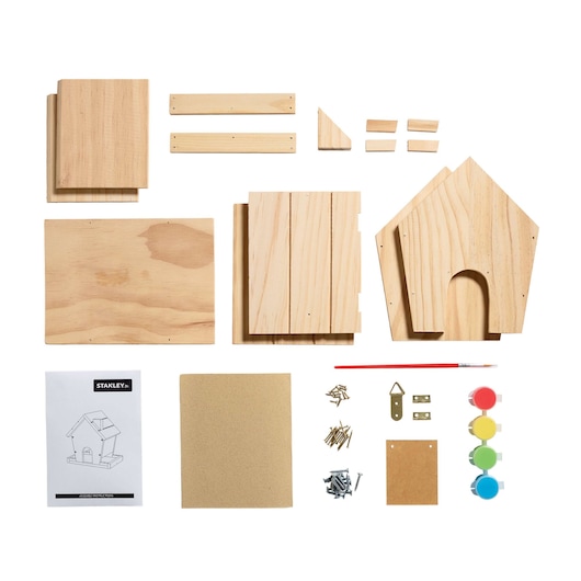 Stanley junior wooden DIY kit bird feeder unassembled.