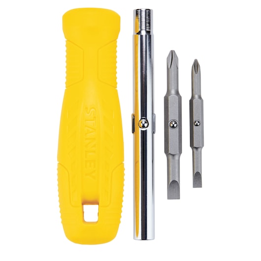 6 IN 1 QUICK CHANGE INTERCHANGEABLE SCREWDRIVER with components separated.
