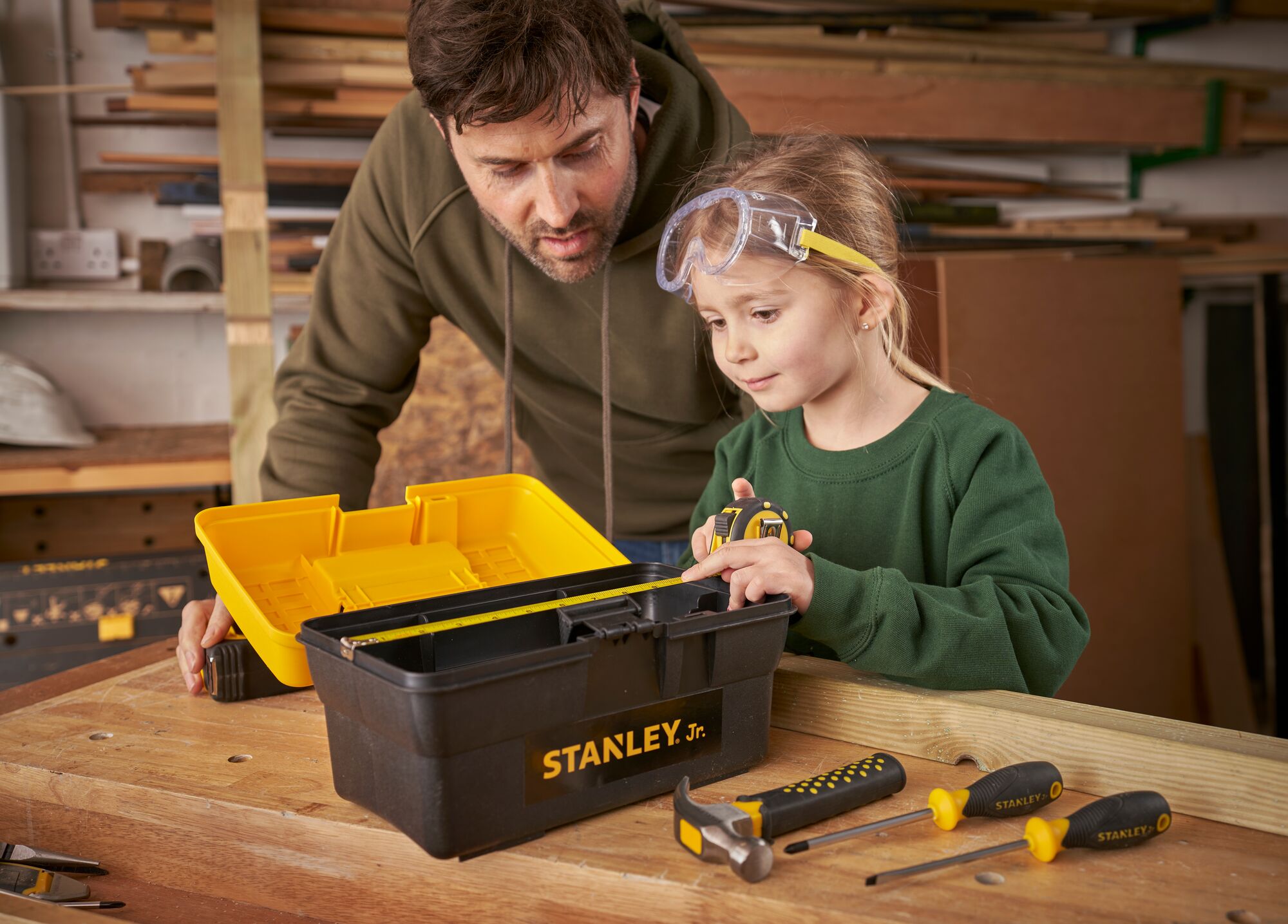 Stanley® Jr. Children'S Toolbox With 5-Piece Tool Set Application Shot